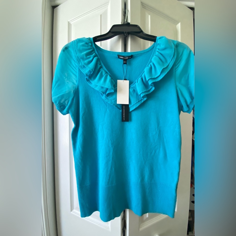 Cable and Gauge turquoise sweater